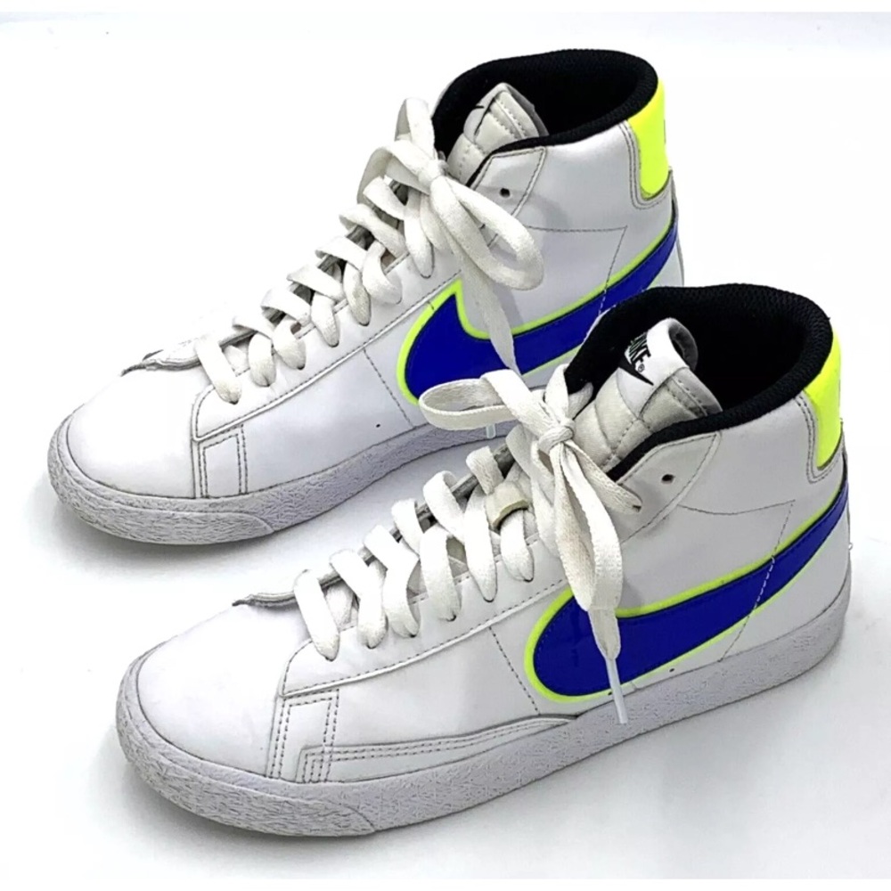 Nike Blazer Mid GS Racer High Top Shoes DB4677 Blue Volt White Size 4.5Y - Picture 2 of 10